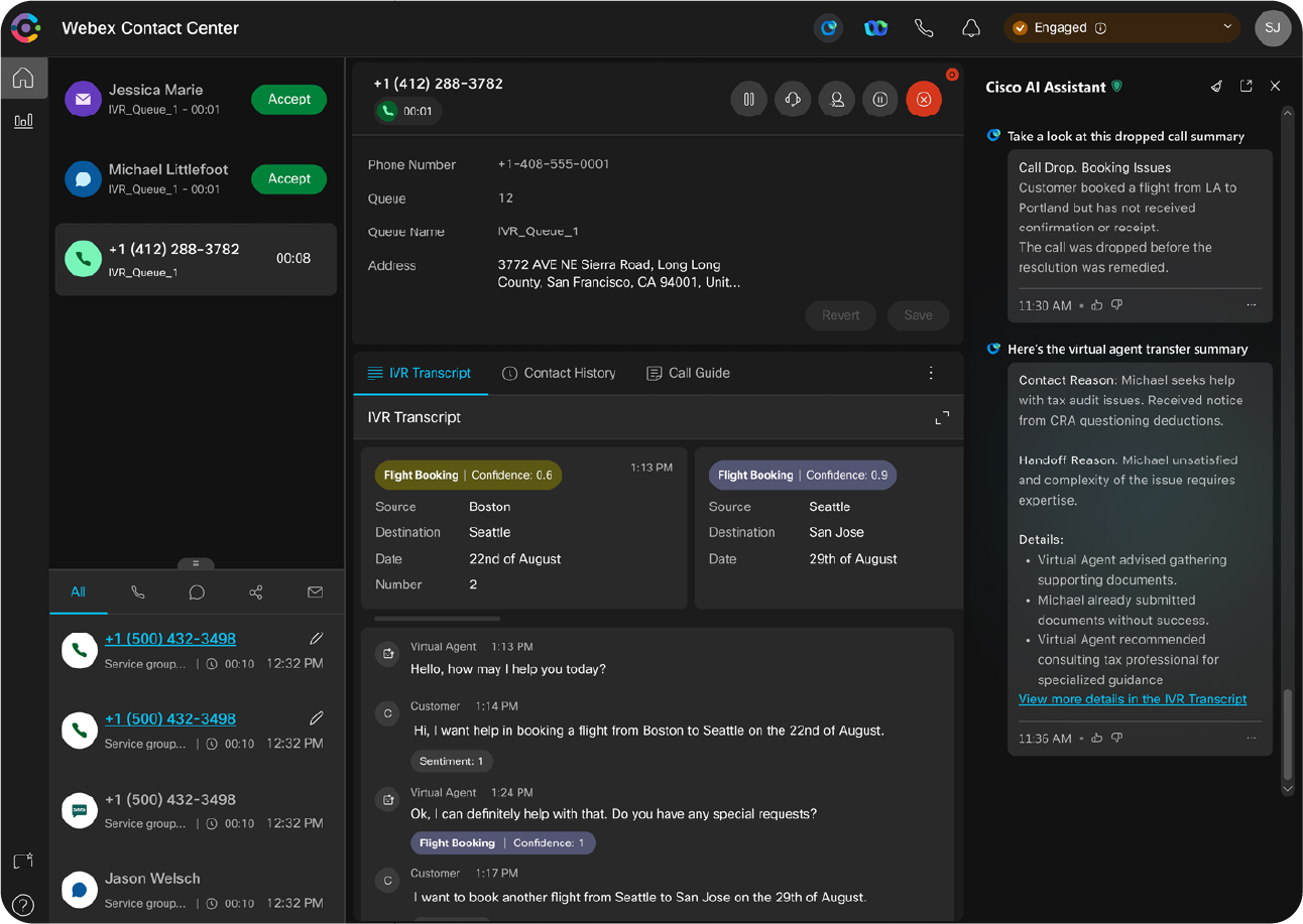 Ai Assistant in the Webex Contact Center screenshot